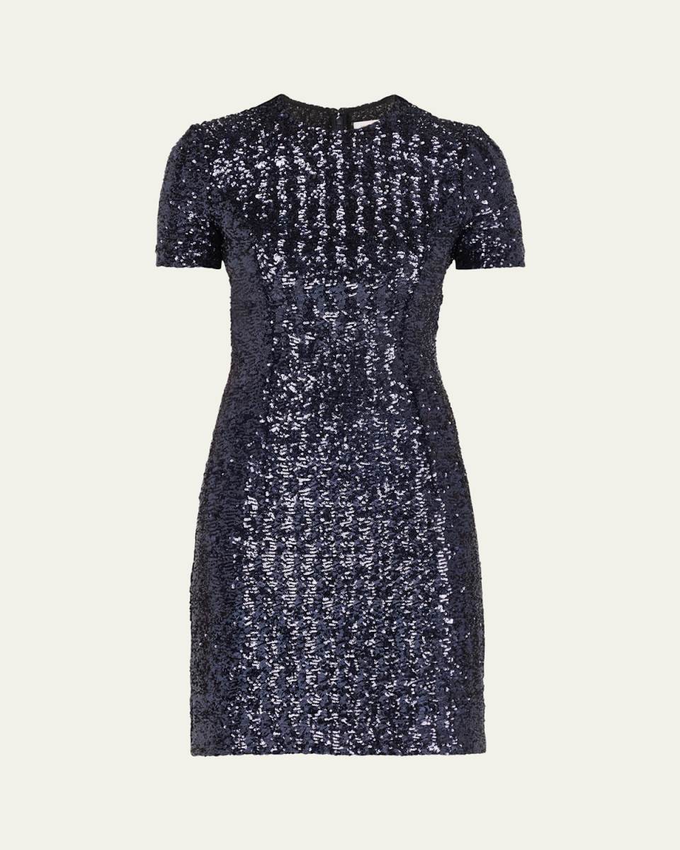 Sequined Short-Sleeve Mini Dress